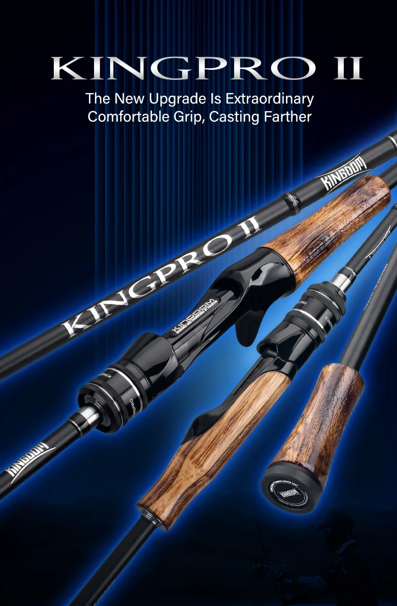 Kingdom New Kingpro2 Series Fishing Rods 1.8m 1.98m 2.1m M ML L Power MF Action Spinning Casting Carbon Lure Rod 2 Sections Rod