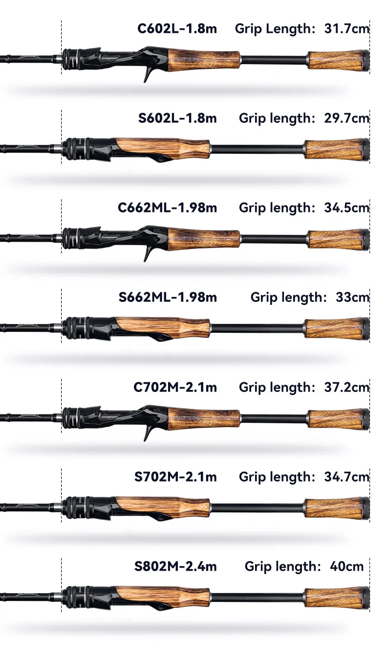 Kingdom New Kingpro2 Series Fishing Rods 1.8m 1.98m 2.1m M ML L Power MF Action Spinning Casting Carbon Lure Rod 2 Sections Rod