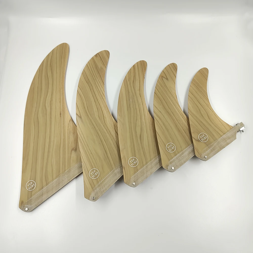 Bamboo Sup Board Fin 6-10.25inch Central Single Surfboard Fin Longboard Paddle Board Fibreglass Fin With Screw Stand Up Paddle