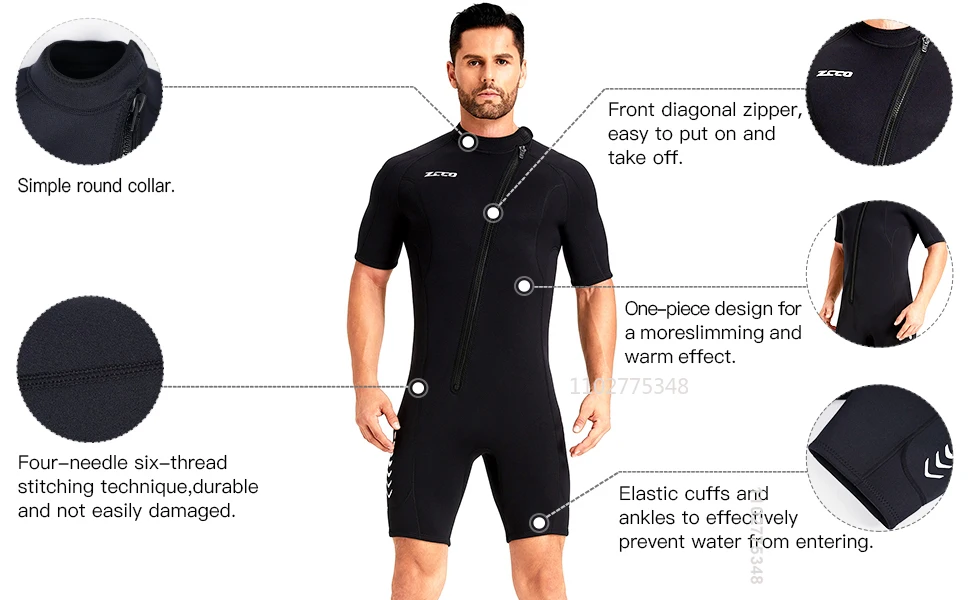Wetsuit 3mm Neopreno Surf Suit Short Sleeve Swimwear Kitesurf Scuba Diving Suit Spearfishing Swimsuits Rash Guards Men Women