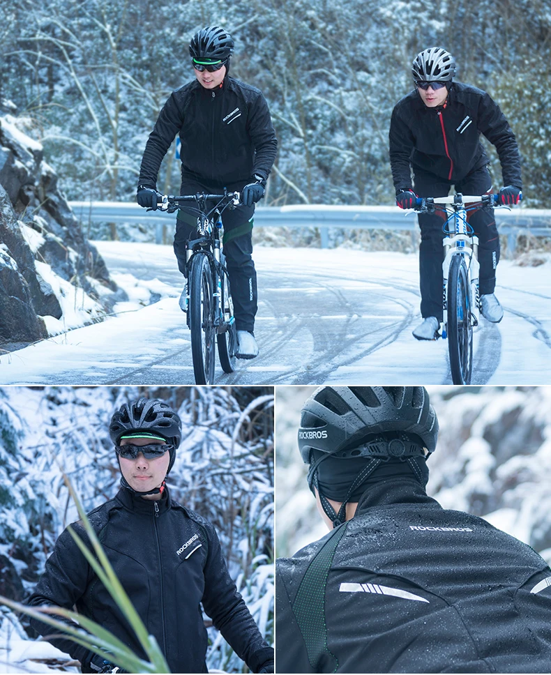 ROCKBROS Long sleeve Cycling Sets Winter Thermal Fleece Jersey Windproof Reflective Jacket Bicycle Sportswear Cycling Clothings