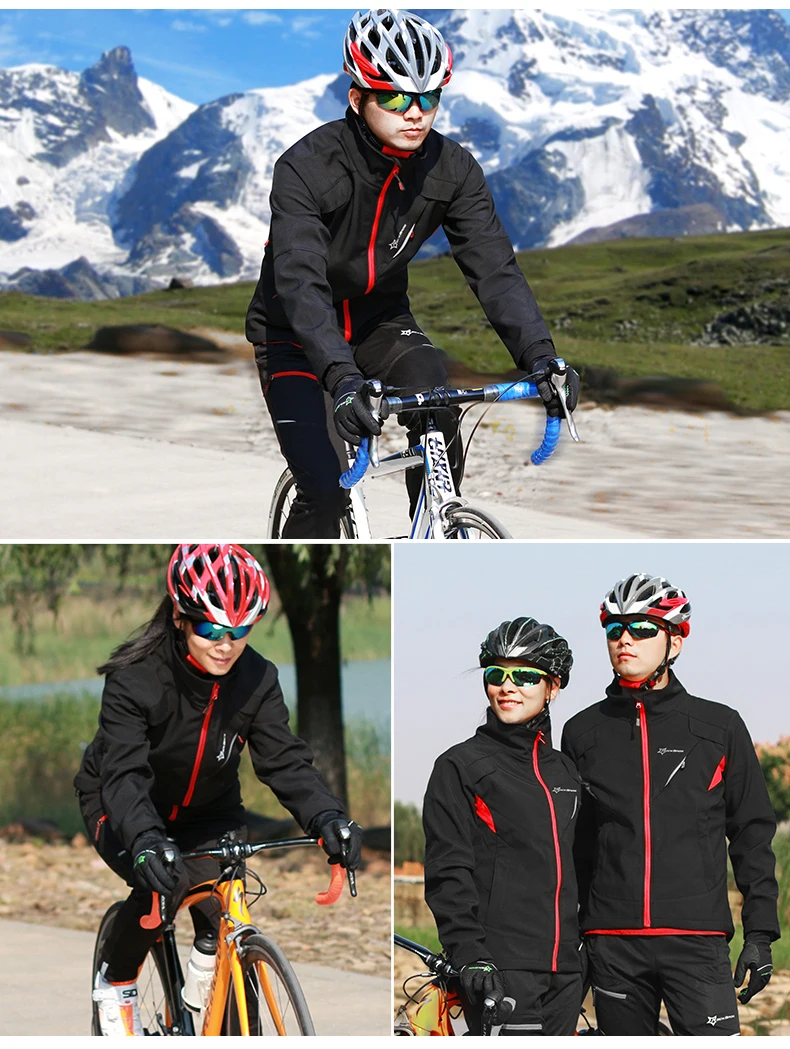 ROCKBROS Long sleeve Cycling Sets Winter Thermal Fleece Jersey Windproof Reflective Jacket Bicycle Sportswear Cycling Clothings