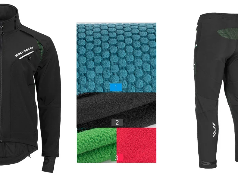 ROCKBROS Long sleeve Cycling Sets Winter Thermal Fleece Jersey Windproof Reflective Jacket Bicycle Sportswear Cycling Clothings