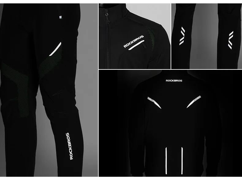 ROCKBROS Long sleeve Cycling Sets Winter Thermal Fleece Jersey Windproof Reflective Jacket Bicycle Sportswear Cycling Clothings