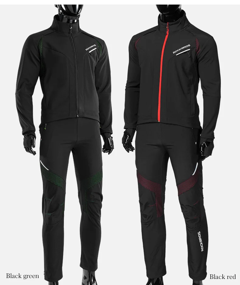 ROCKBROS Long sleeve Cycling Sets Winter Thermal Fleece Jersey Windproof Reflective Jacket Bicycle Sportswear Cycling Clothings