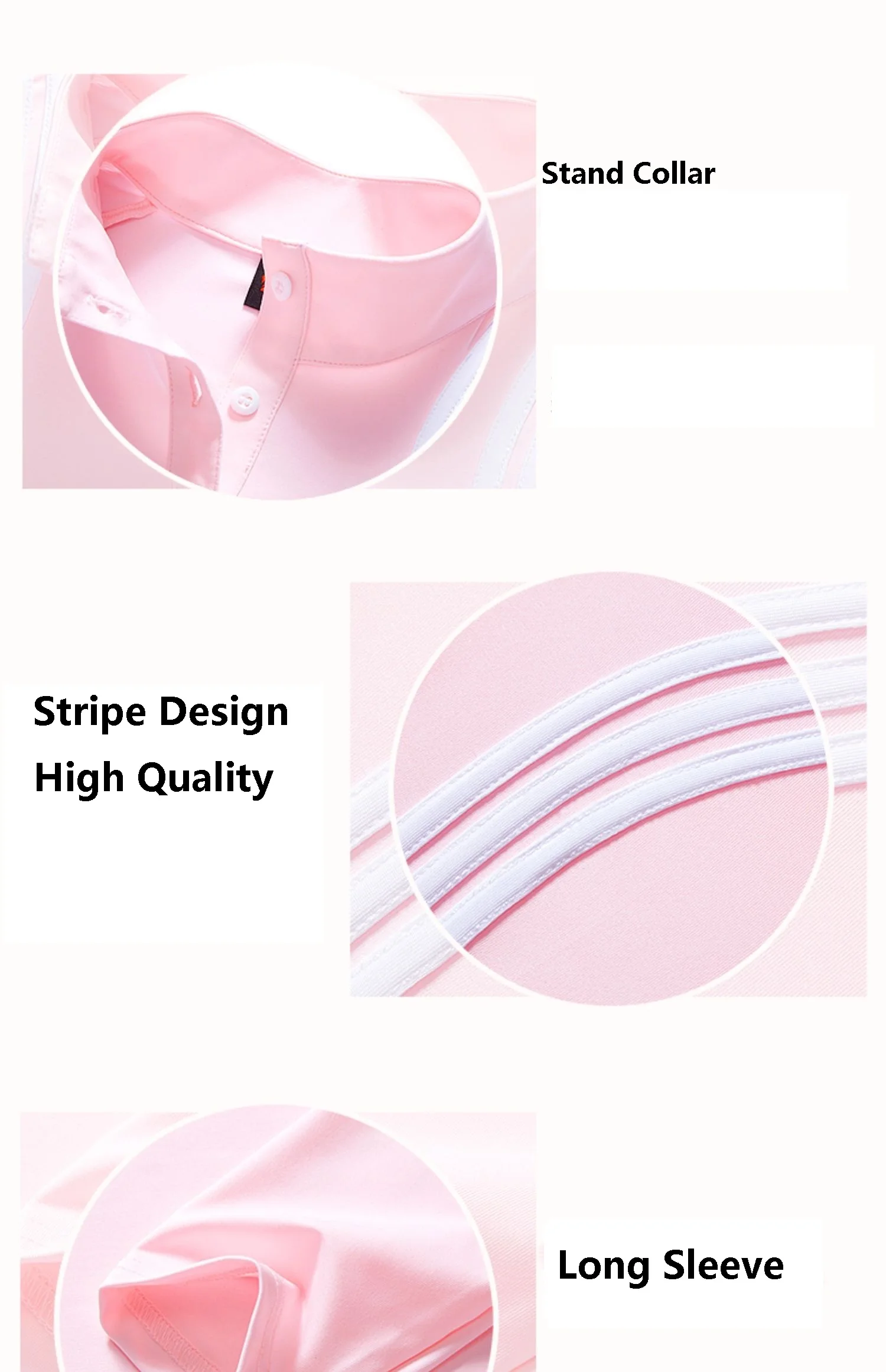 TTYGJ Women Quick Dry Stripe Golf Shirt Ladies Long Sleeve Sunscreen T-shirt Women Stand Collar Golf Tops Autumn Sportswear