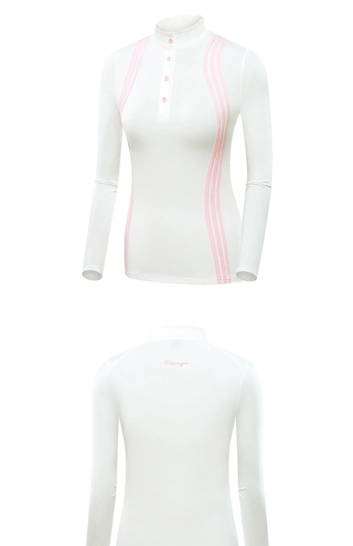 TTYGJ Women Quick Dry Stripe Golf Shirt Ladies Long Sleeve Sunscreen T-shirt Women Stand Collar Golf Tops Autumn Sportswear