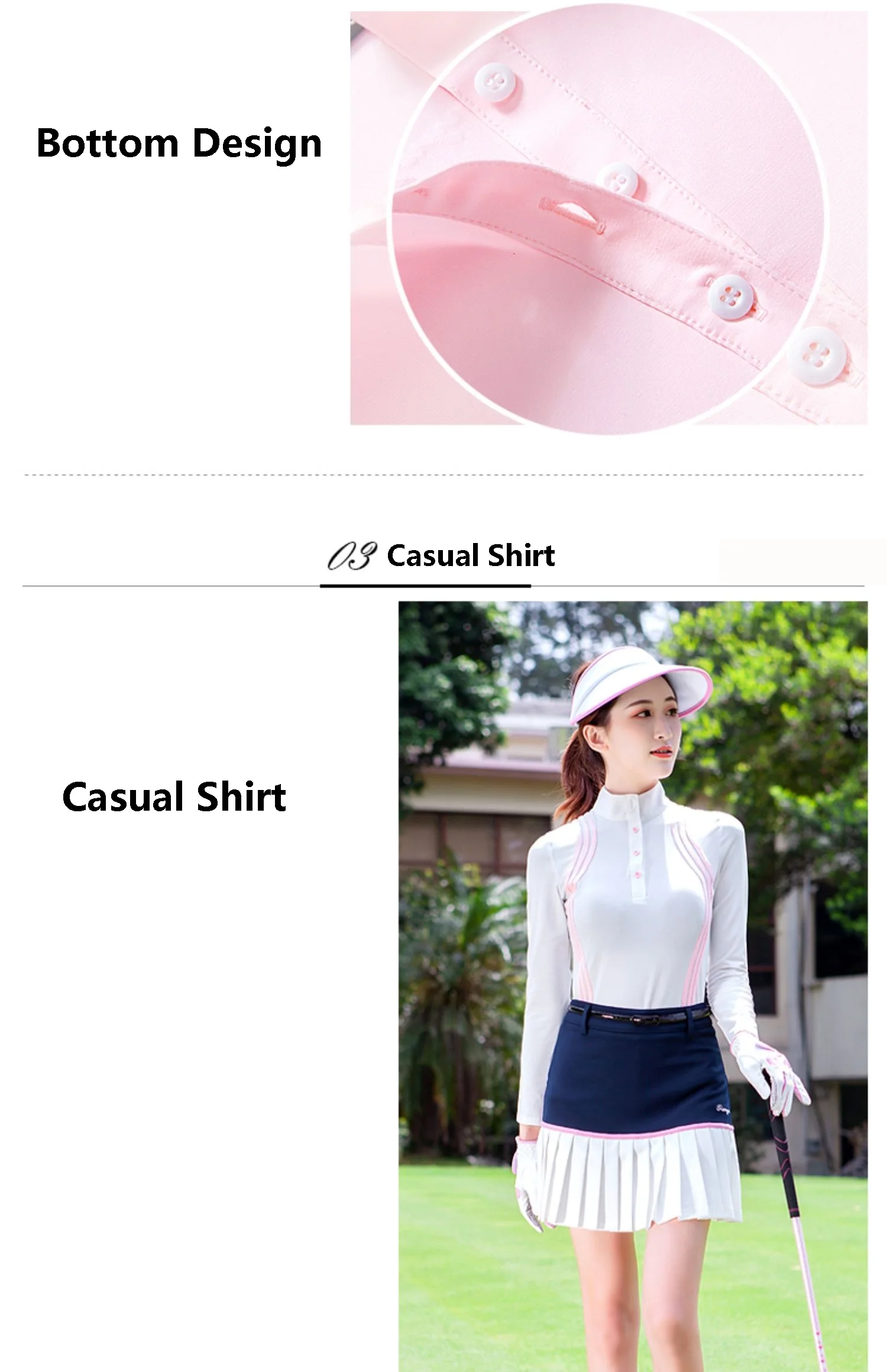 TTYGJ Women Quick Dry Stripe Golf Shirt Ladies Long Sleeve Sunscreen T-shirt Women Stand Collar Golf Tops Autumn Sportswear