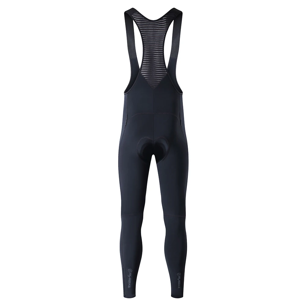 YKYWBIKE Men's Winter Thermal Fleece Cycling Bib Pants Mountain Bike Zipper Cycling Pants Gel Padded MTB Long Tights Suspenders