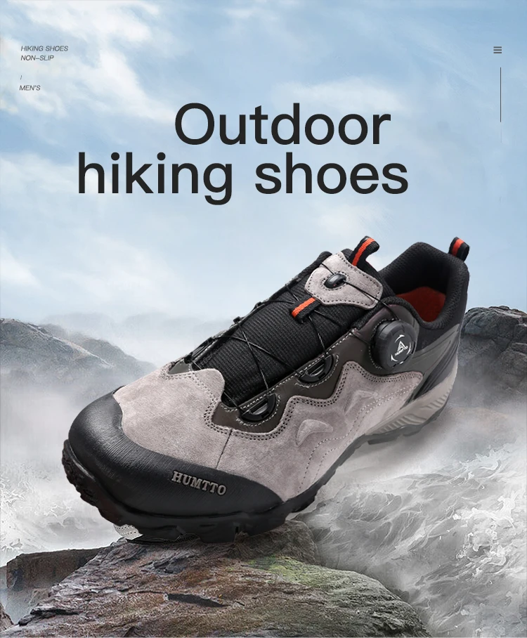 HUMTTO Leather Sneakers for Men Luxury Designer Hiking Boots Outdoor Climbing Trekking Mens Shoes Sports Safety Work Man Shoe