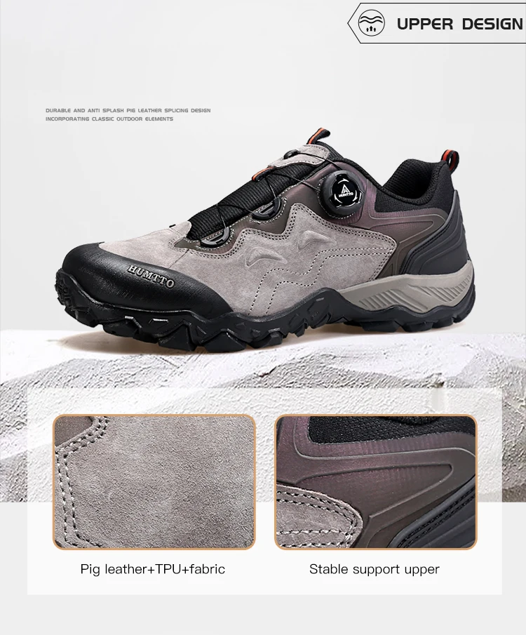 HUMTTO Leather Sneakers for Men Luxury Designer Hiking Boots Outdoor Climbing Trekking Mens Shoes Sports Safety Work Man Shoe