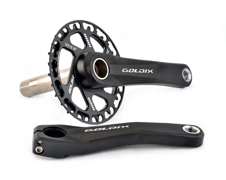 GOLDIX Children Bicycle Crankset 110/127/140/150/155/160mm Crank with Protective Disc 30T 32T Chainwheel Kids Bike Accessories