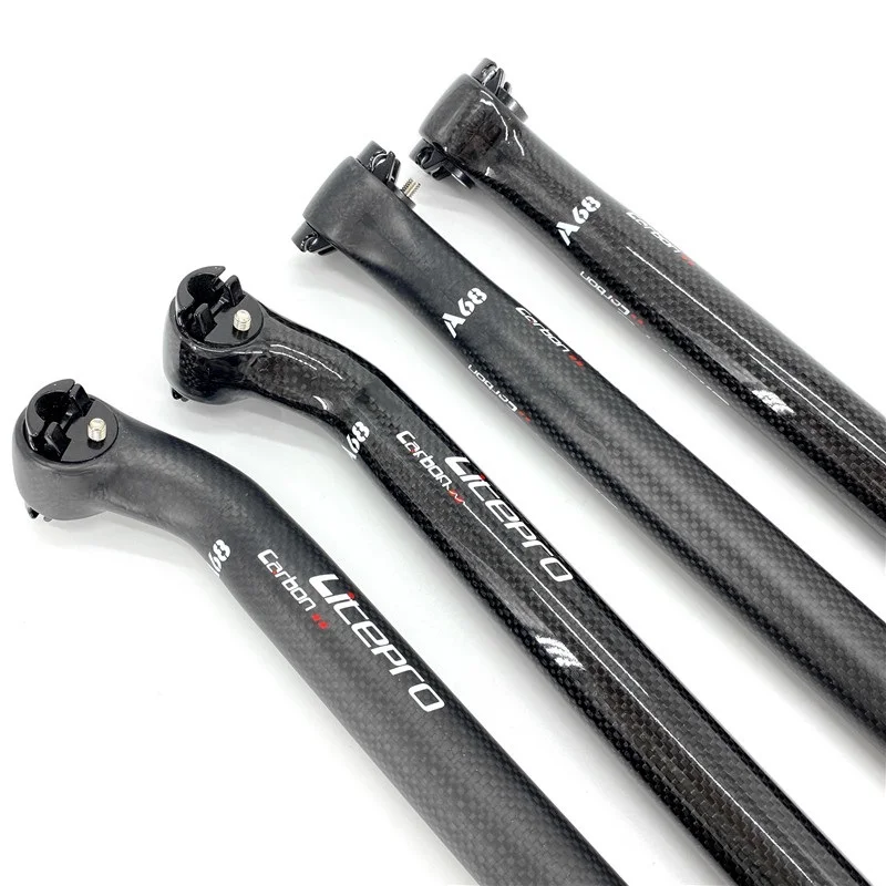 Litepro Folding Bike Carbon Fiber Seatpost 33.9mm 580mm Offset 5/25° Glossy Matte Black BYA412 Bicycle Seat Post Tube