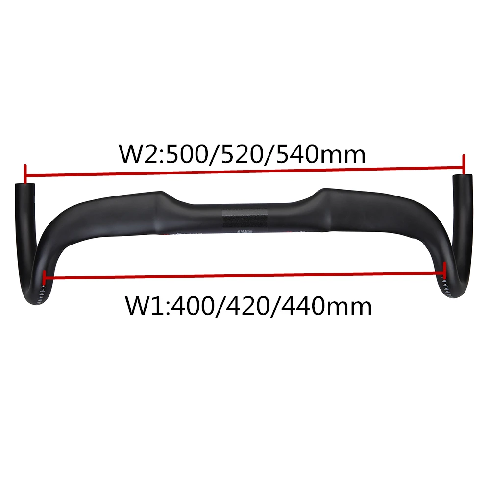 2022 New Carbon Gravel Handlebar Big Flare Bar Cyclocross Road Bike Handlebar 400/420/440mm Carbon Bicycle Handlebars 25 Degree