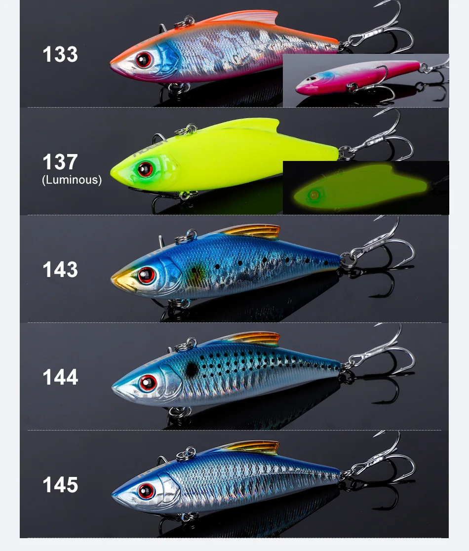 NOEBY 3pcs VIB Vibration Lure 90mm 33g Rattling Sinking Hard Bait Pike Bass Zander Freshwater Saltwater Fishing