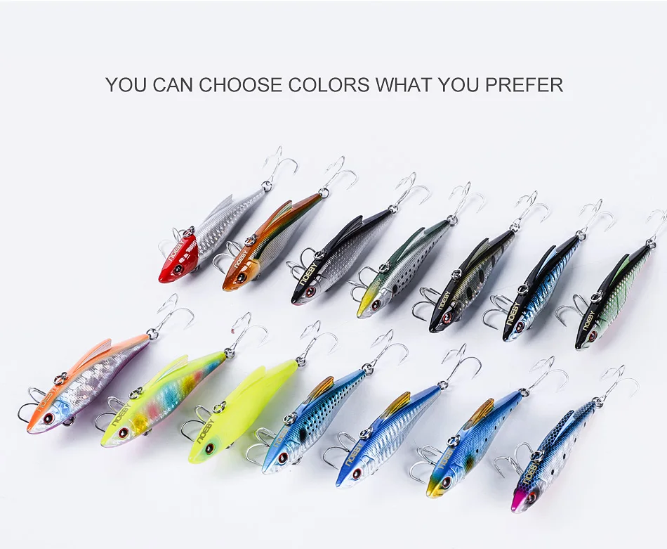 NOEBY 3pcs VIB Vibration Lure 90mm 33g Rattling Sinking Hard Bait Pike Bass Zander Freshwater Saltwater Fishing