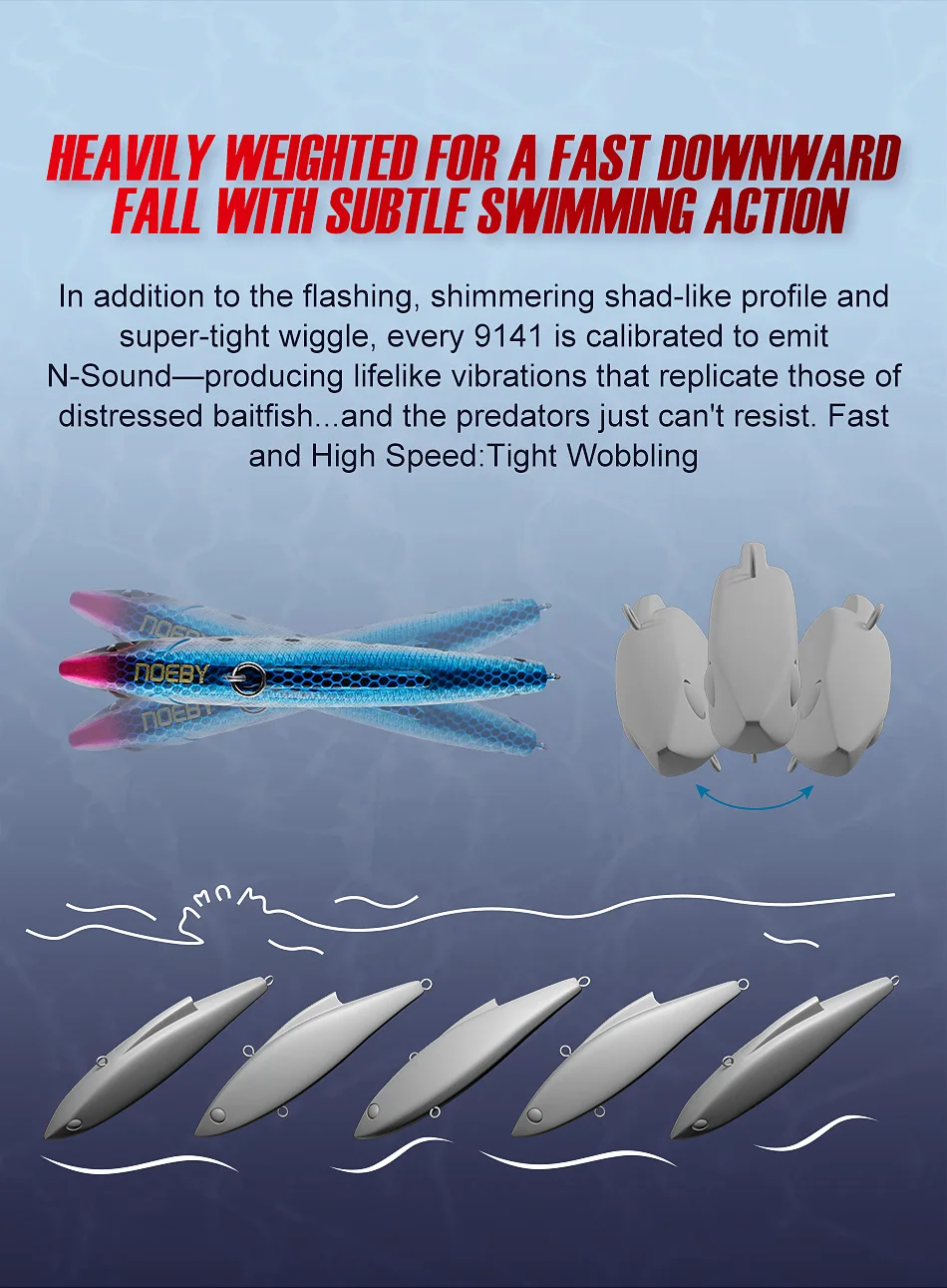 NOEBY 3pcs VIB Vibration Lure 90mm 33g Rattling Sinking Hard Bait Pike Bass Zander Freshwater Saltwater Fishing