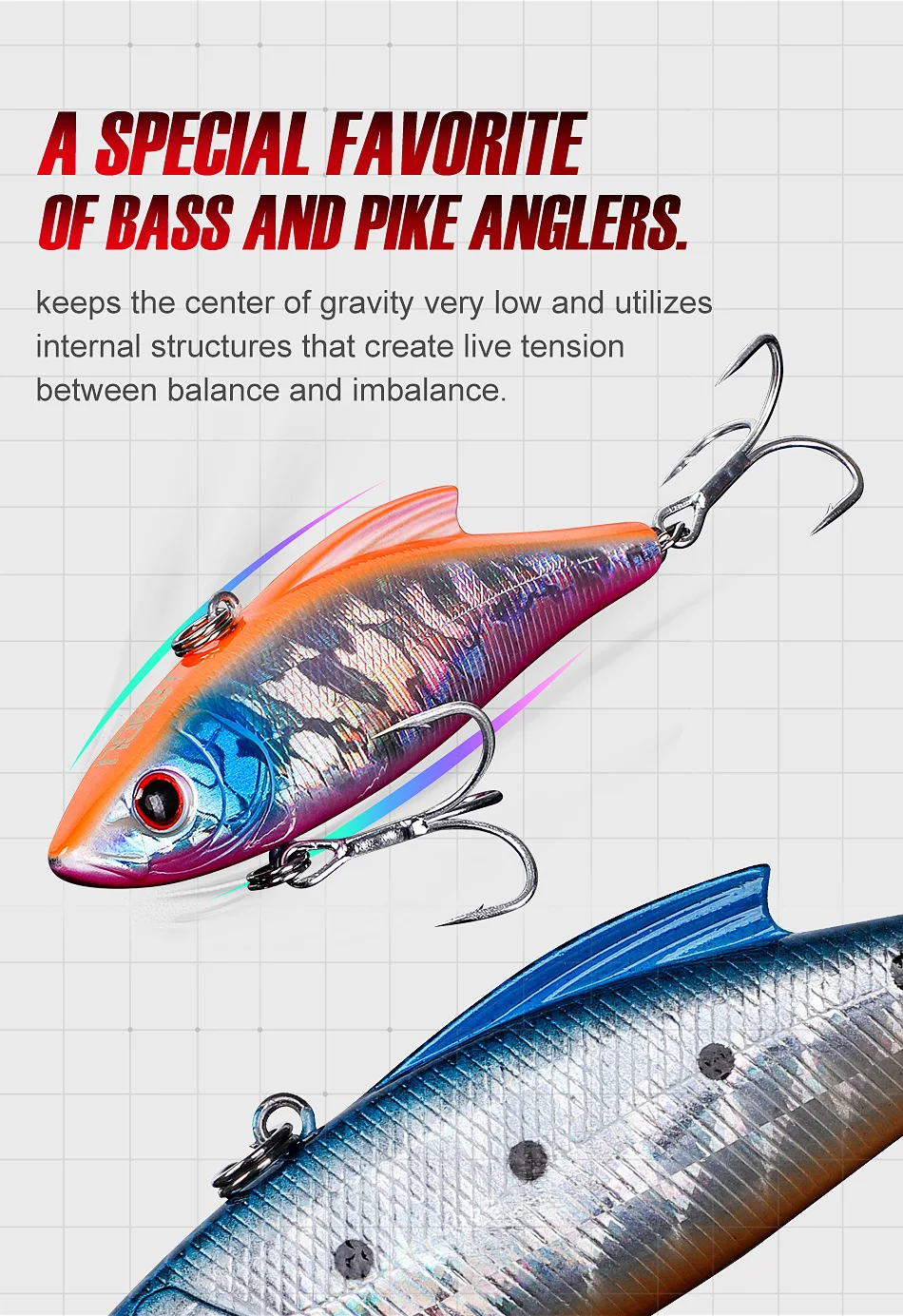 NOEBY 3pcs VIB Vibration Lure 90mm 33g Rattling Sinking Hard Bait Pike Bass Zander Freshwater Saltwater Fishing
