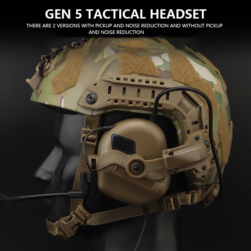 GEN 5 Tactical Headset Militar Hunting Shooting Noise Cancelling Headphones for FAST Helmet OPS Wendy Sport Arc Headset