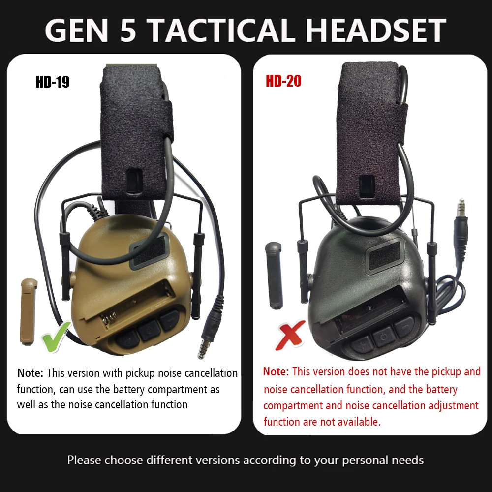 GEN 5 Tactical Headset Militar Hunting Shooting Noise Cancelling Headphones for FAST Helmet OPS Wendy Sport Arc Headset