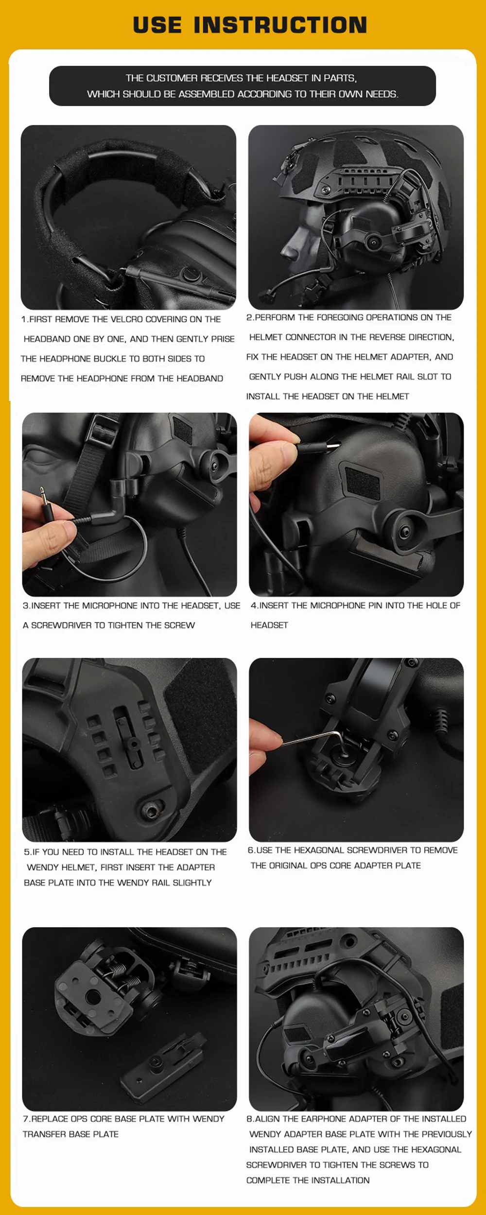 GEN 5 Tactical Headset Militar Hunting Shooting Noise Cancelling Headphones for FAST Helmet OPS Wendy Sport Arc Headset