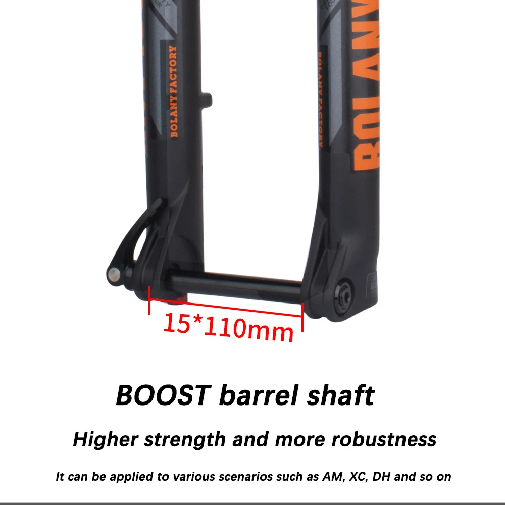 BOLANY Dual-Shoulder Air Fork 27.5/29" MTB 180mm Travel 34mm Stanchion 15*110mm BOOST Thru-Axle A-Post Disc Brake XC/AM/DH