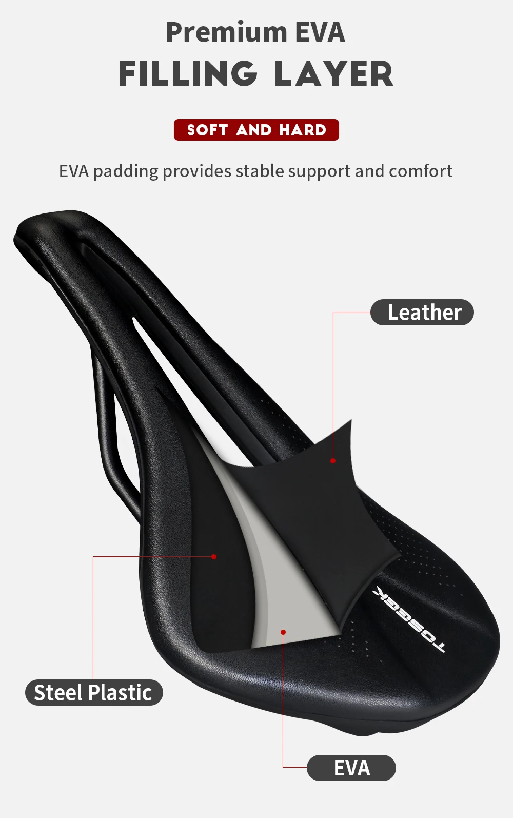 TOSEEK EVA Ultralight Breathable Comfortable Seat Cushion Bike Racing Saddle Bicycle Seat MTB Road Bike Saddle Parts Components