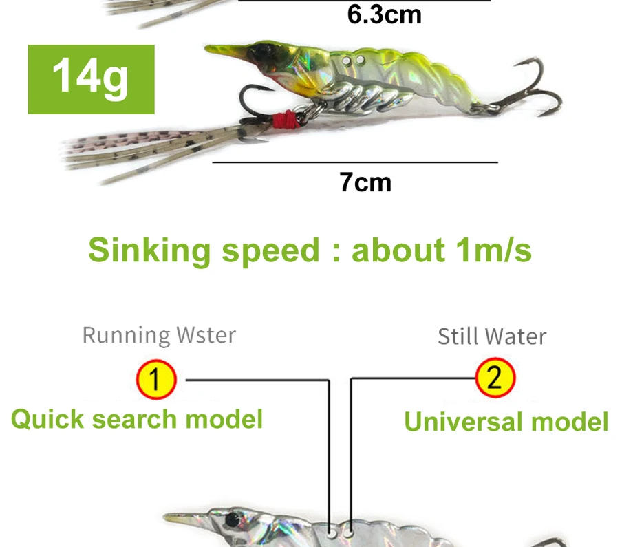 1pc 5g/7g/11g/14g Long throw Shrimp Lures Metal VIB Sinking Wobbler Hooks for Pike Walleye Bass with Accessories Tackle