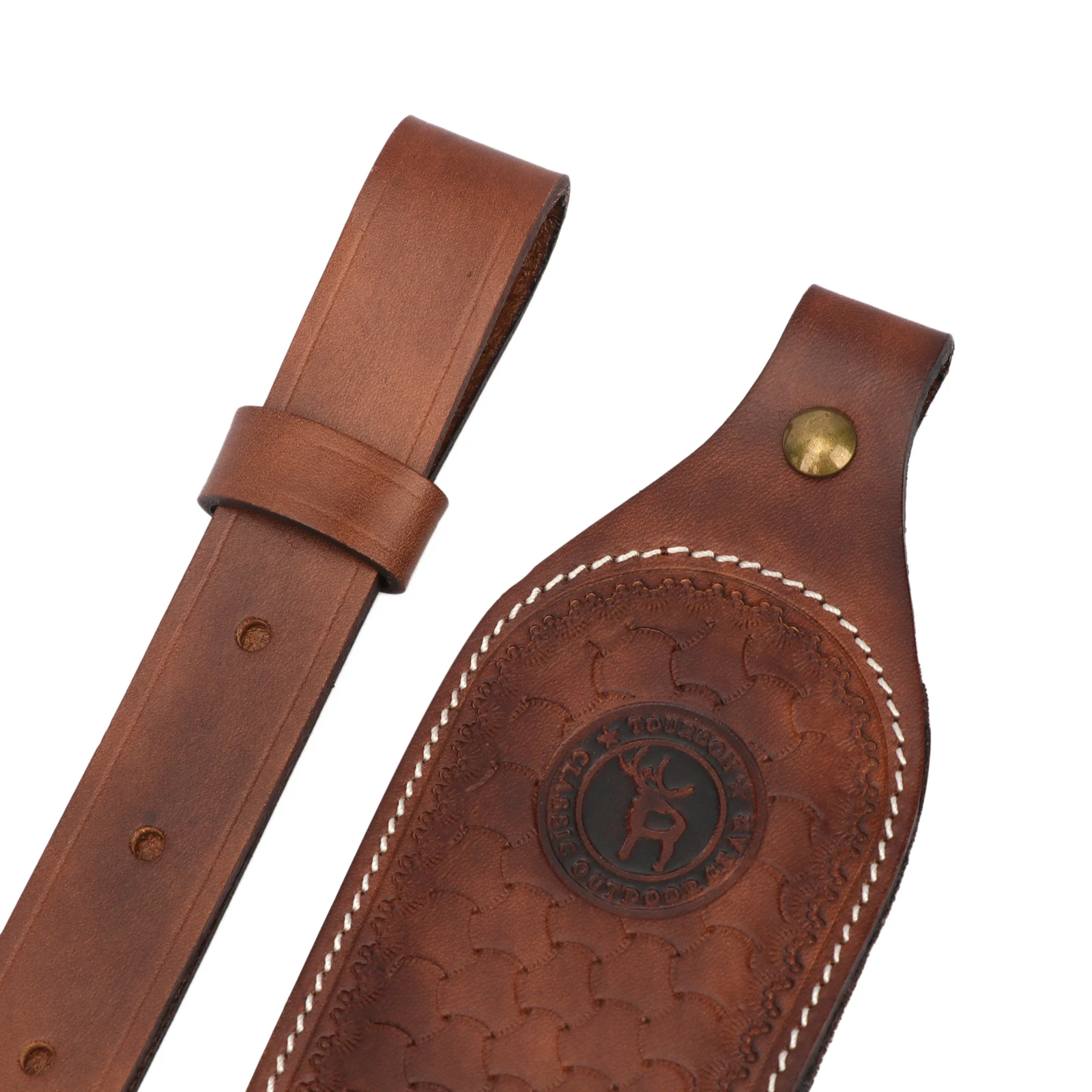 Tourbon Vintage Leather Ammo Holder Rifle Sling Adjustable Gun Shoulder Strap Cartridge Holder with Swivels Hunting Accessories