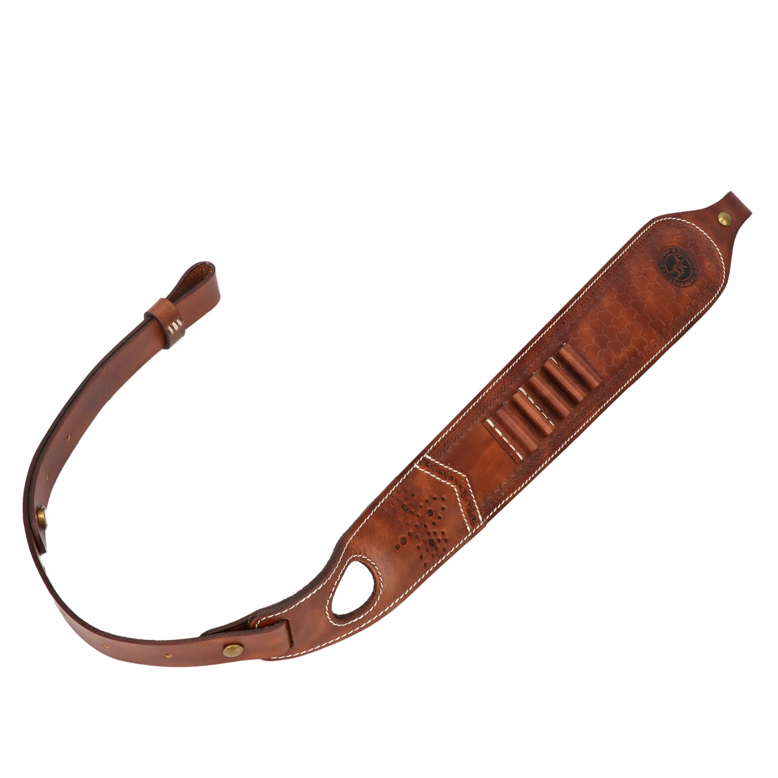 Tourbon Vintage Leather Ammo Holder Rifle Sling Adjustable Gun Shoulder Strap Cartridge Holder with Swivels Hunting Accessories