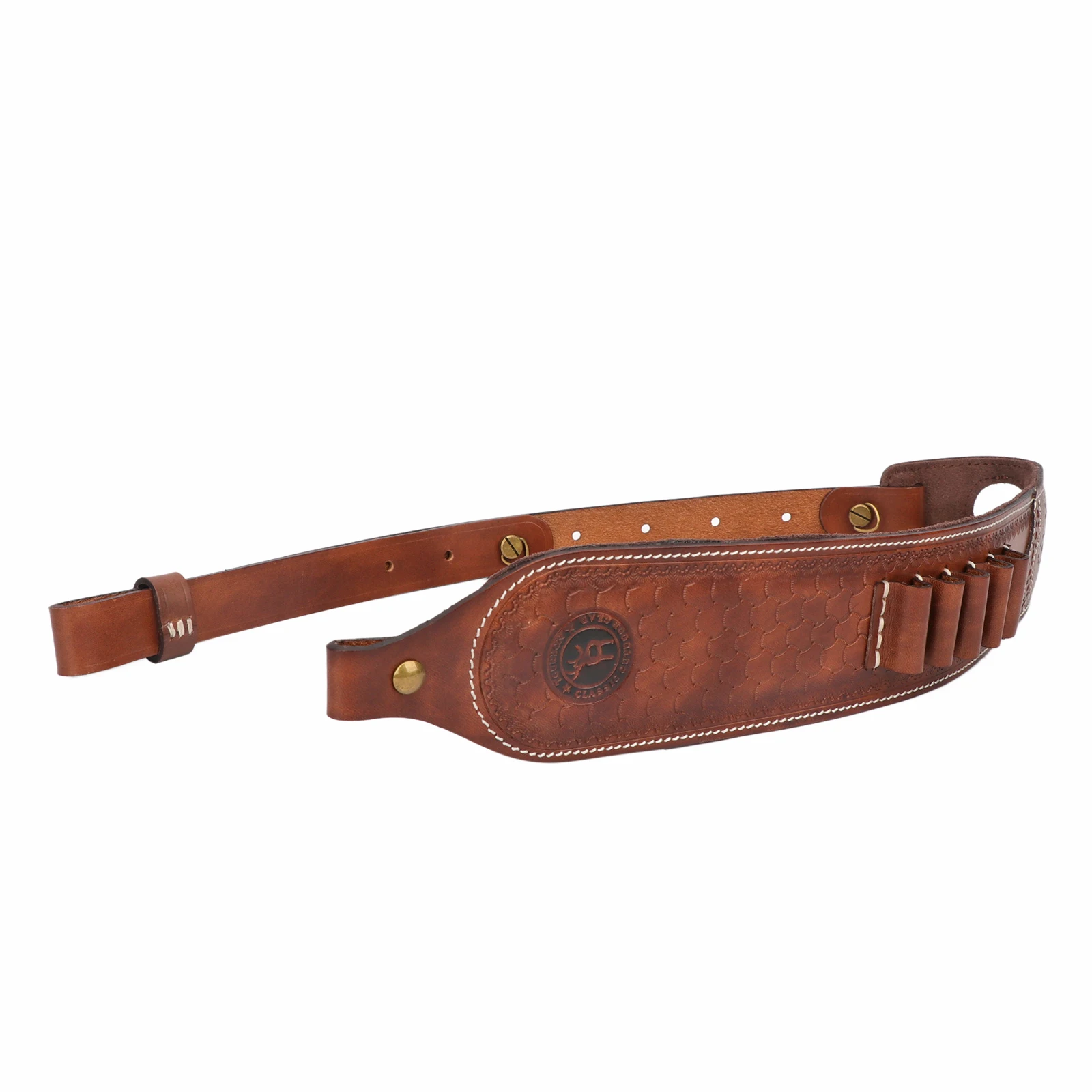 Tourbon Vintage Leather Ammo Holder Rifle Sling Adjustable Gun Shoulder Strap Cartridge Holder with Swivels Hunting Accessories