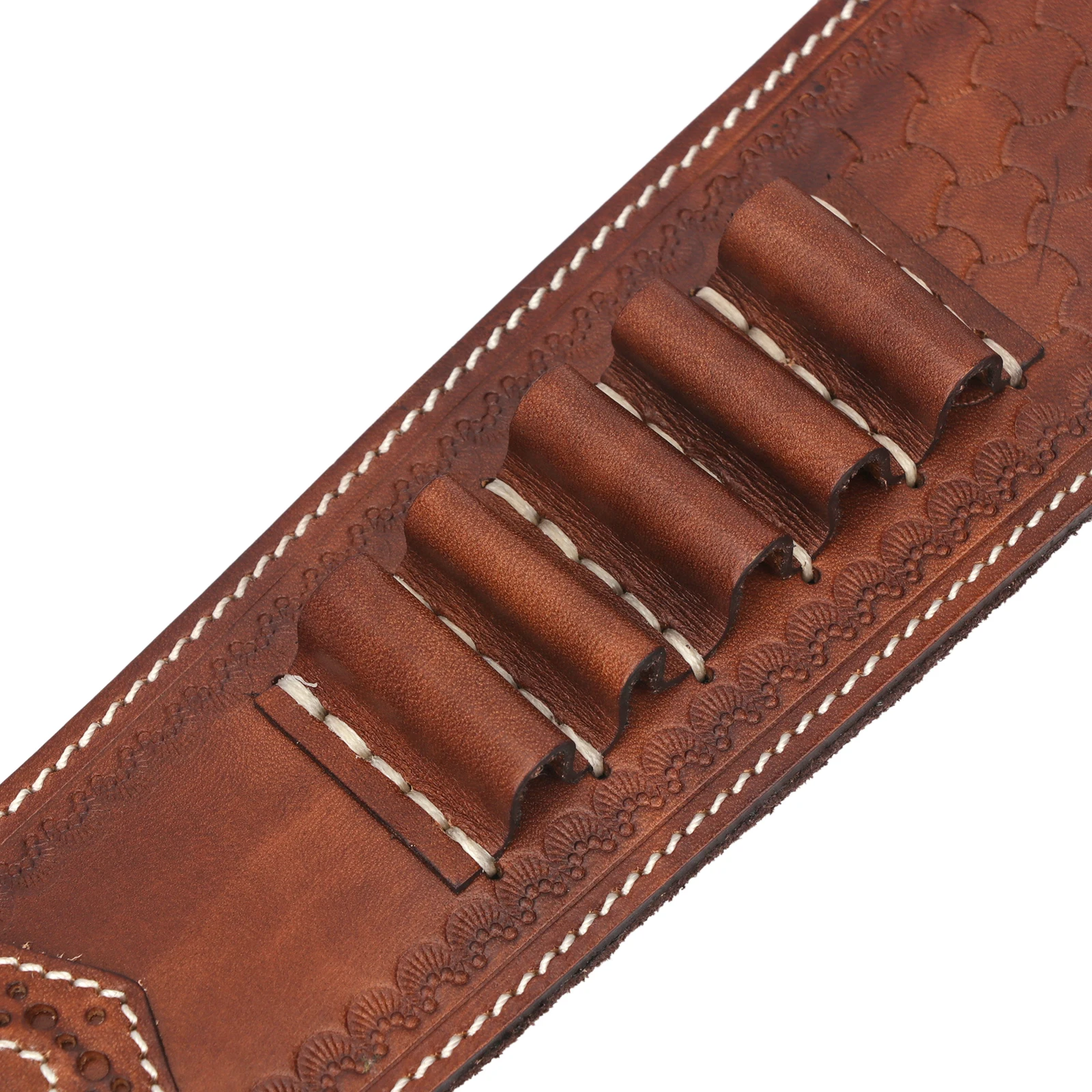 Tourbon Vintage Leather Ammo Holder Rifle Sling Adjustable Gun Shoulder Strap Cartridge Holder with Swivels Hunting Accessories