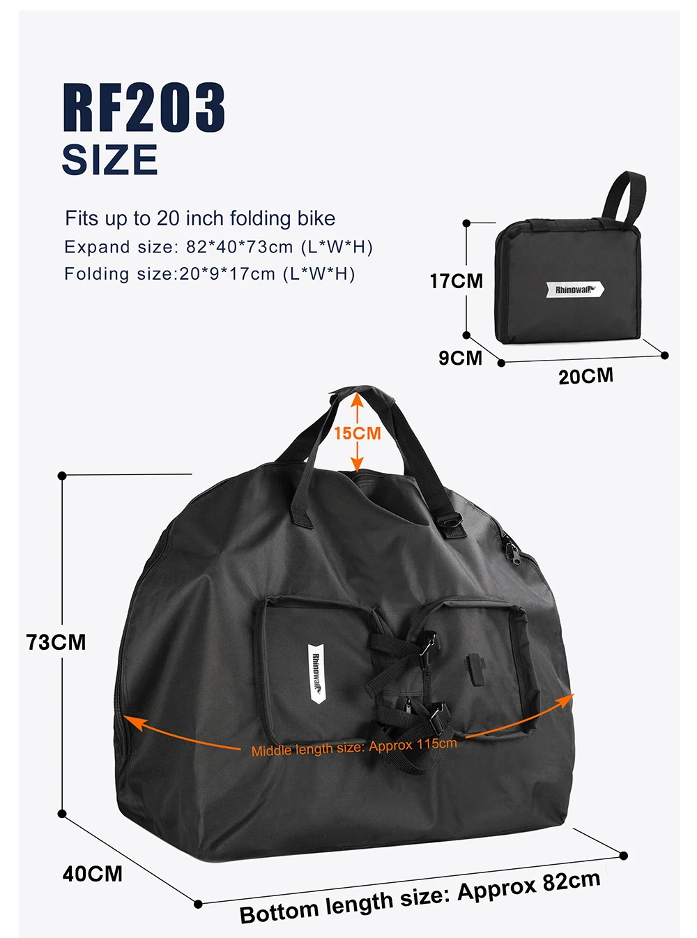 Rhinowalk Folding Bike Carry Bag 14-20 Inch For Brompton 3Sixty Foldable Bike Storage Bag Portable Fold Bicycle Carrying Bag