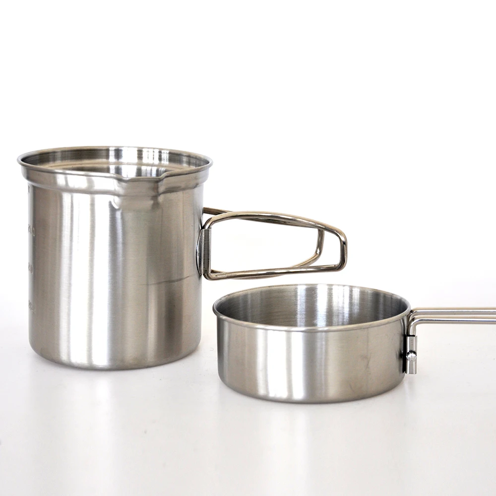 IWALKER Outdoor Camping Stainless Steel Pot Set, G43 Storage Pot, Grilling Pan, Complete Camping Cookware