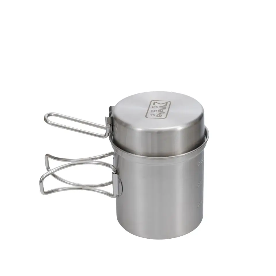 IWALKER Outdoor Camping Stainless Steel Pot Set, G43 Storage Pot, Grilling Pan, Complete Camping Cookware