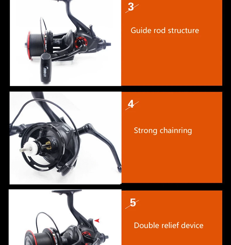 2024 New 12+1BB NFR 9000+8000 Series High Speed Carp Distant Fishing Wheel 4.6:1 Spinning Fishing Reel With Spare Metal Spool