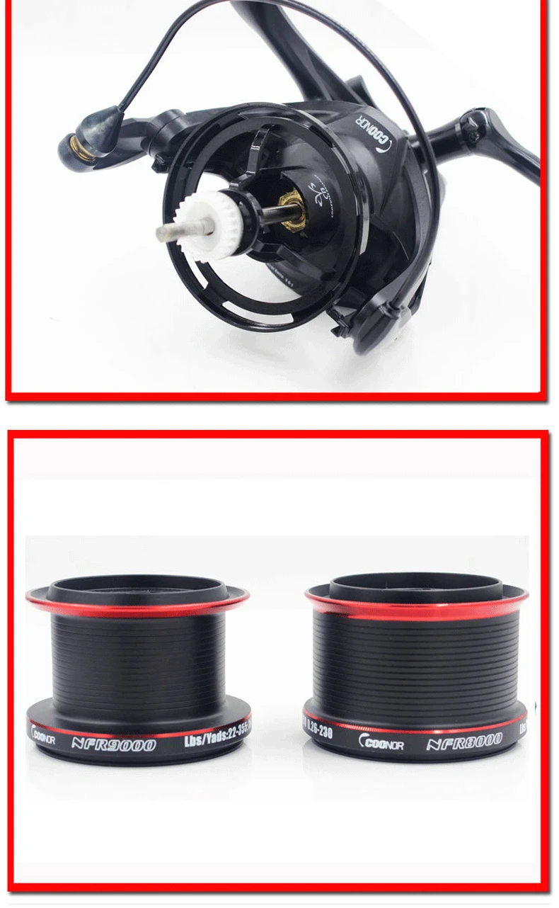 2024 New 12+1BB NFR 9000+8000 Series High Speed Carp Distant Fishing Wheel 4.6:1 Spinning Fishing Reel With Spare Metal Spool