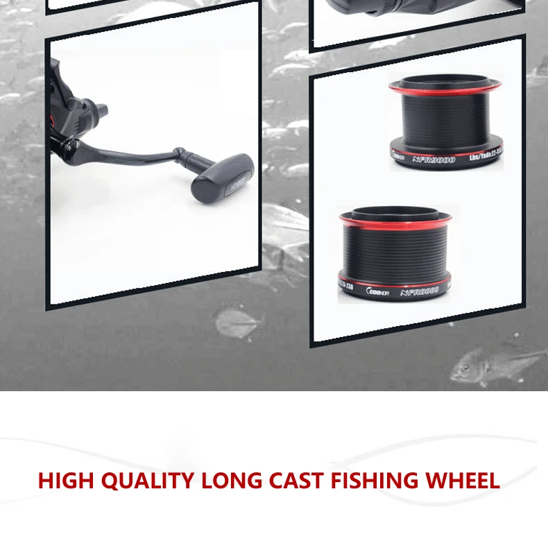 2024 New 12+1BB NFR 9000+8000 Series High Speed Carp Distant Fishing Wheel 4.6:1 Spinning Fishing Reel With Spare Metal Spool
