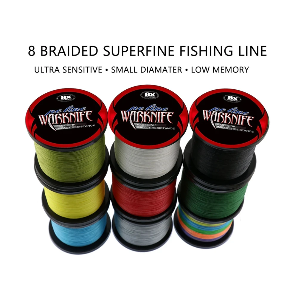 Warknife Fishing Line 1500M 8 Strands Braided Fishing Line Multifilament 6 -300LB Japan Multicolor Carp Fishing Braided PE Wire