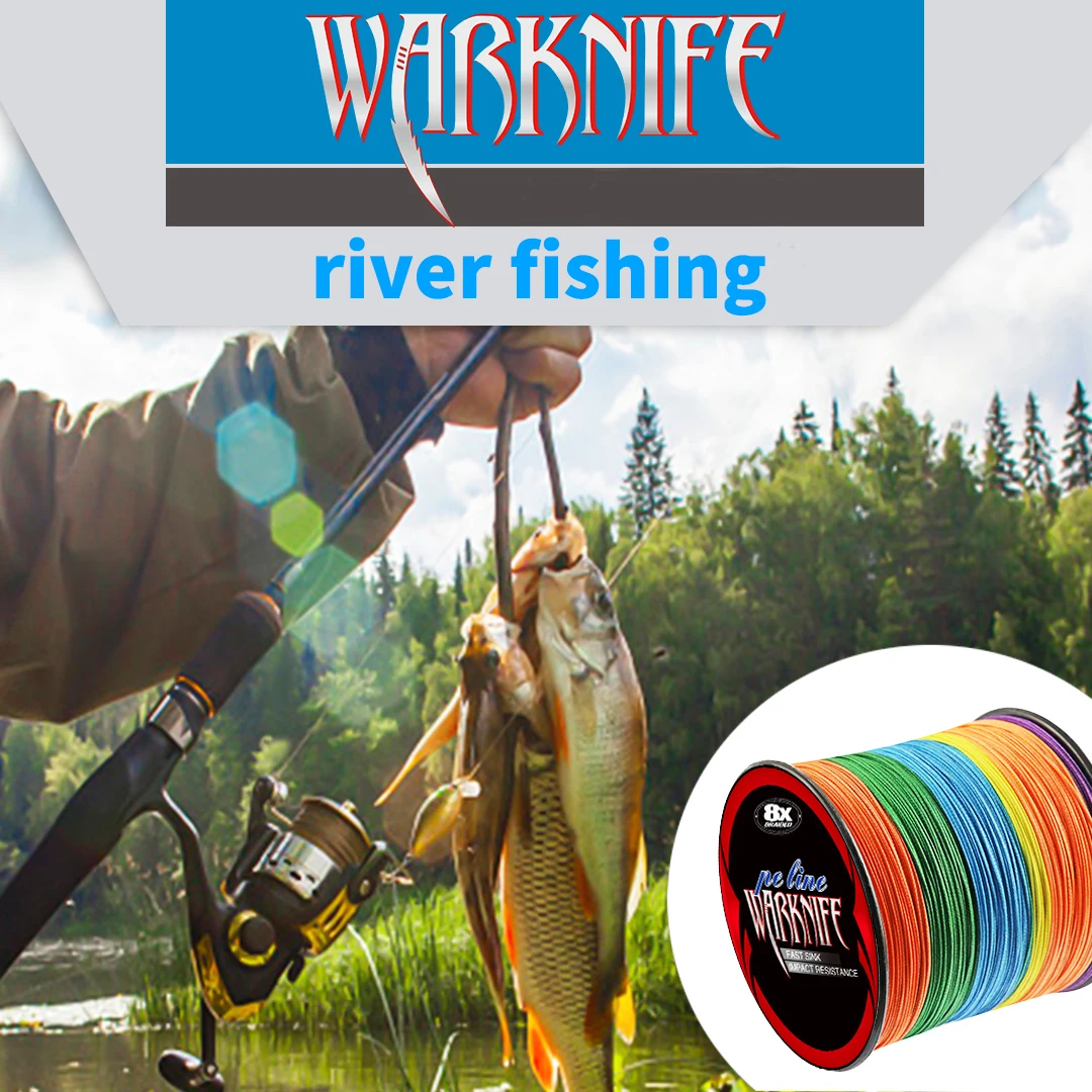 Warknife Fishing Line 1500M 8 Strands Braided Fishing Line Multifilament 6 -300LB Japan Multicolor Carp Fishing Braided PE Wire