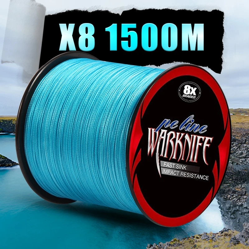 Warknife Fishing Line 1500M 8 Strands Braided Fishing Line Multifilament 6 -300LB Japan Multicolor Carp Fishing Braided PE Wire