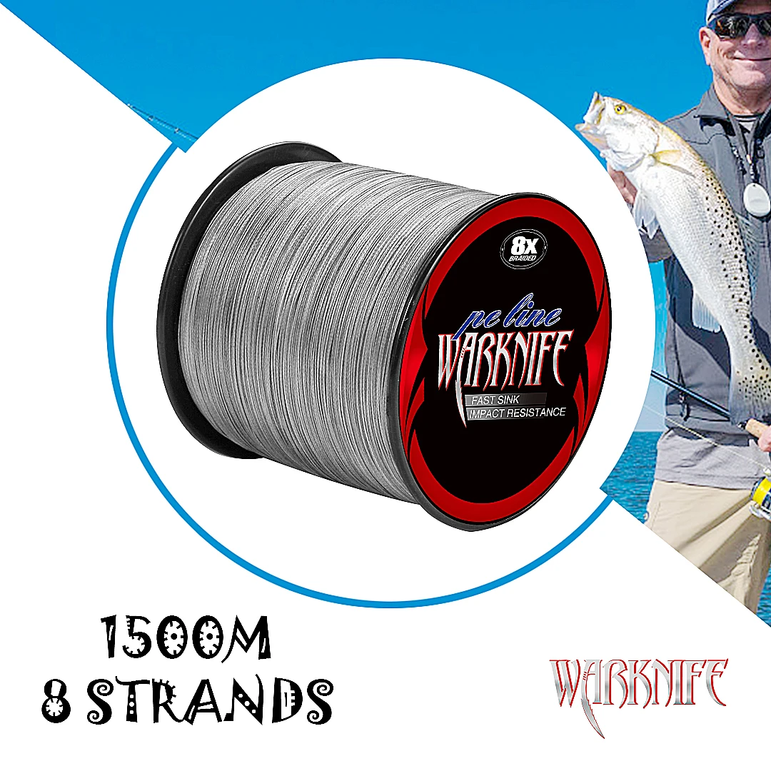 Warknife Fishing Line 1500M 8 Strands Braided Fishing Line Multifilament 6 -300LB Japan Multicolor Carp Fishing Braided PE Wire