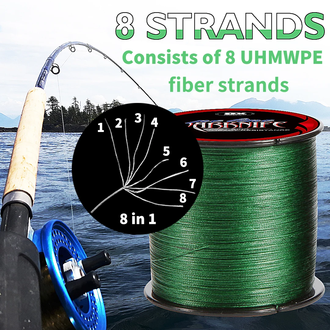 Warknife Fishing Line 1500M 8 Strands Braided Fishing Line Multifilament 6 -300LB Japan Multicolor Carp Fishing Braided PE Wire