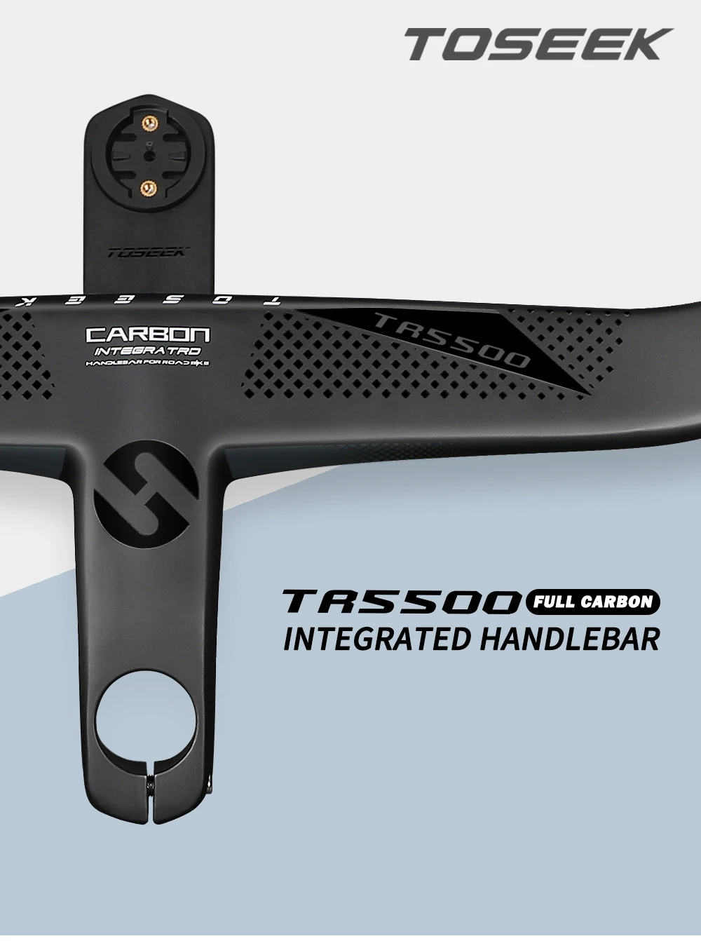 TOSEEK Integrated Handlebar Full Carbon Fiber Road Bike Handlebar 400/420/440mm Ultralight Drop Handle Bar with Bicycle Stem