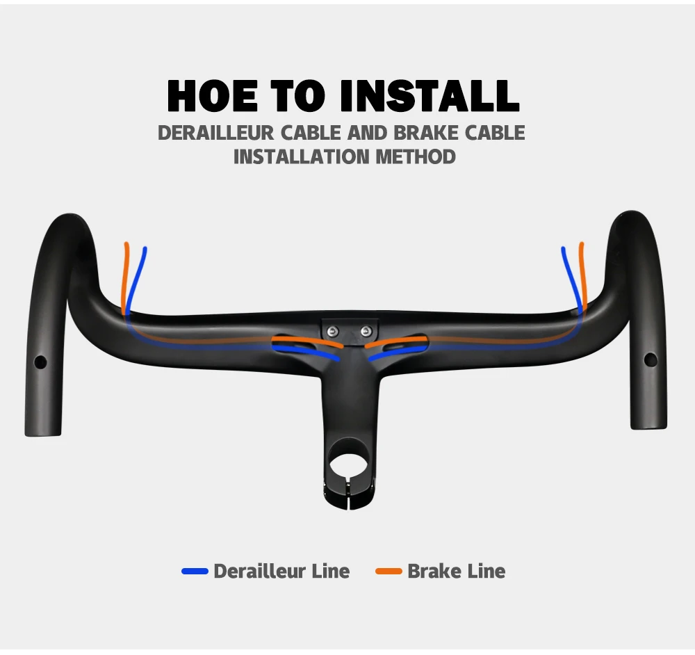 TOSEEK Integrated Handlebar Full Carbon Fiber Road Bike Handlebar 400/420/440mm Ultralight Drop Handle Bar with Bicycle Stem