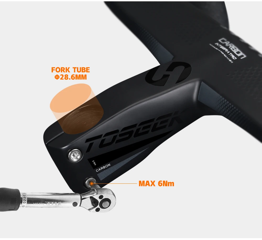 TOSEEK Integrated Handlebar Full Carbon Fiber Road Bike Handlebar 400/420/440mm Ultralight Drop Handle Bar with Bicycle Stem