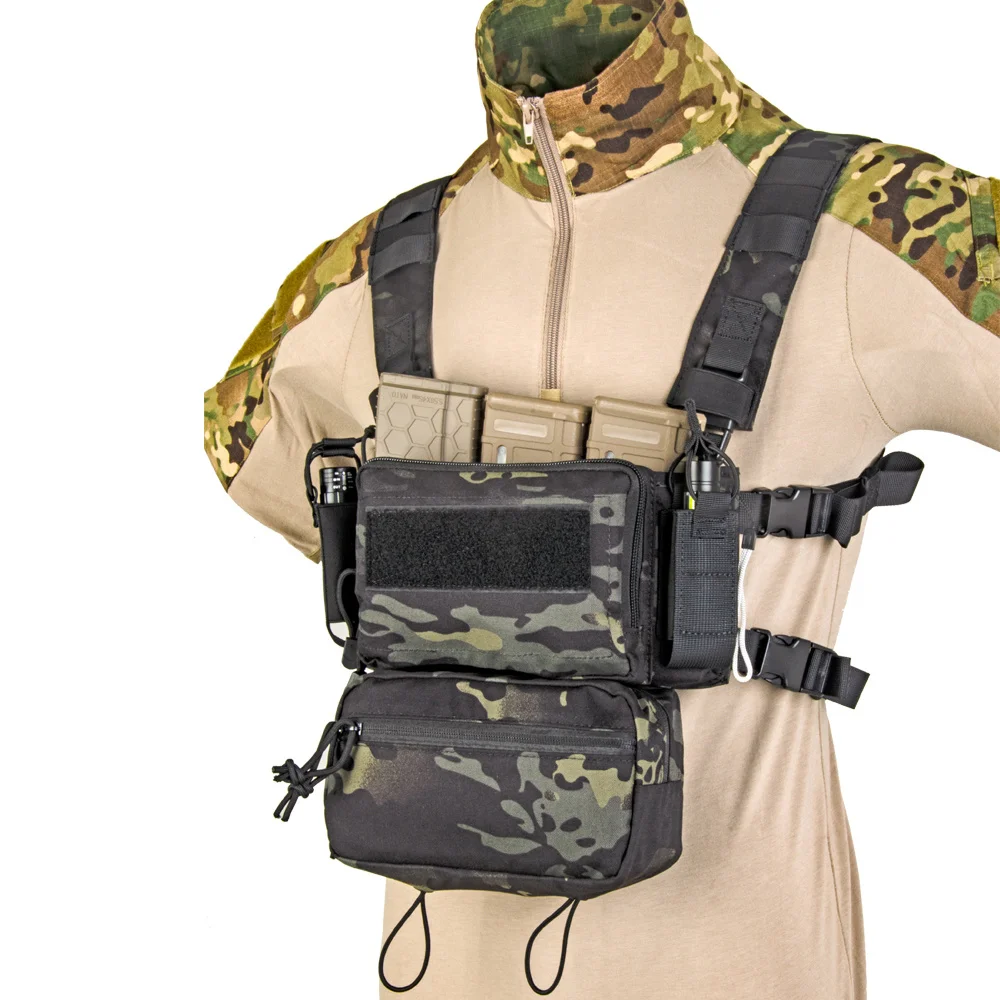 Tactifans D3 Tactical Chest Rig Vest CRM H Harness M4 5.56 Magazine Insert Flatback Integratable Hunting Accessories 500D Nylon