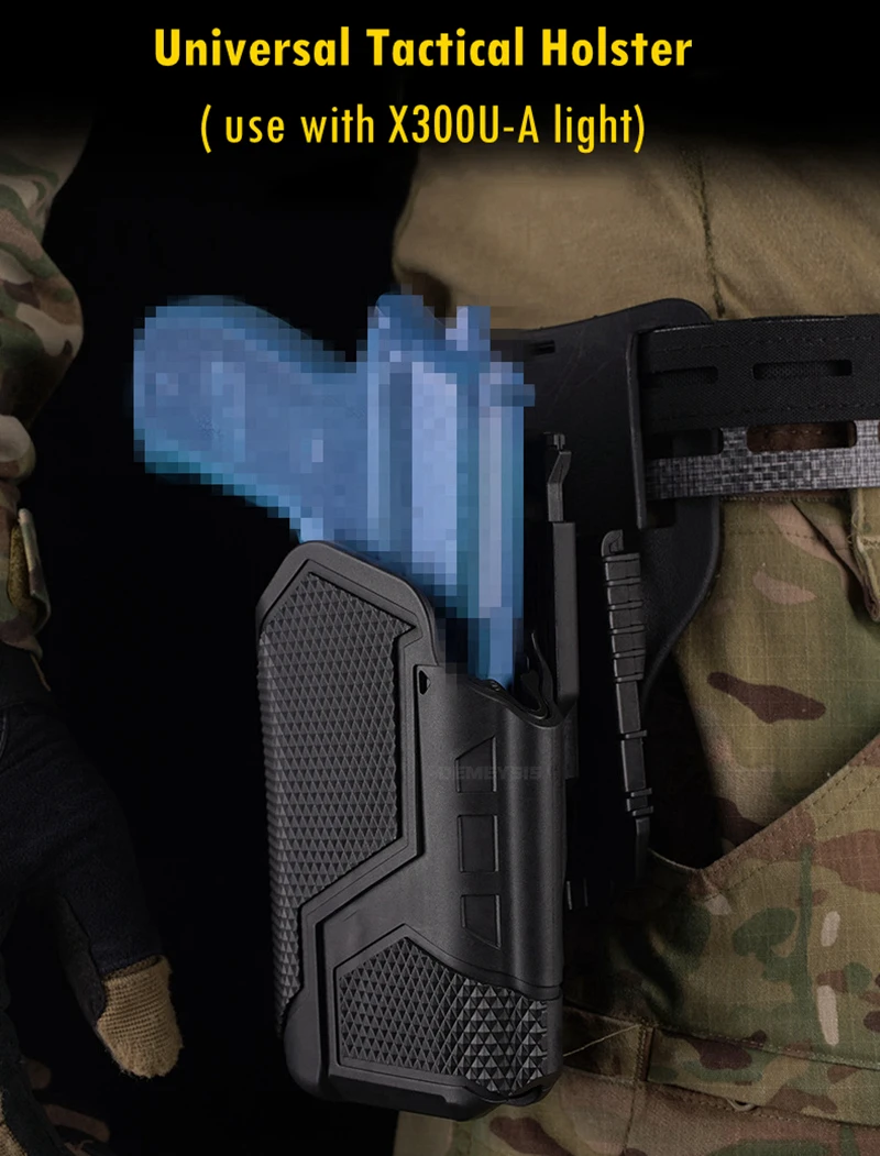 Universal Tactical Pistols Holster X300U-A Flashlight Hunting Waist Gun Carrier for SIG SAUER SPRINGFIELD SMITH WESSON FNH