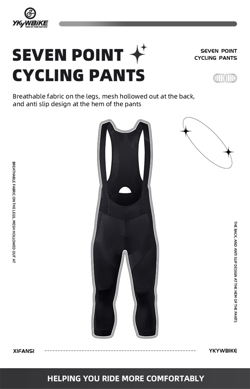 Ykywbike 3/4 Cycling Bib Shorts Men 6 Hours Ride Padded Shorts Pro Road Bicycle Tights Pants Mtb Bib Bike Short