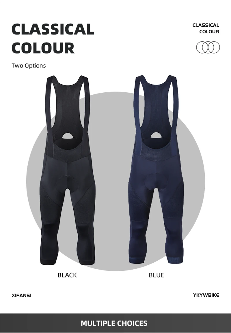 Ykywbike 3/4 Cycling Bib Shorts Men 6 Hours Ride Padded Shorts Pro Road Bicycle Tights Pants Mtb Bib Bike Short